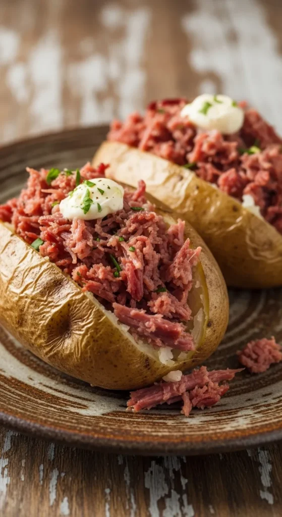 Corned Beef Stuffed Potatoes