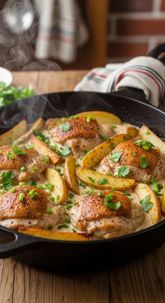 Creamy Chicken Potatoes Skillet