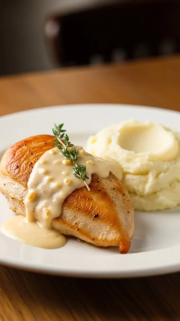 Creamy Garlic Chicken with Mashed Potatoes