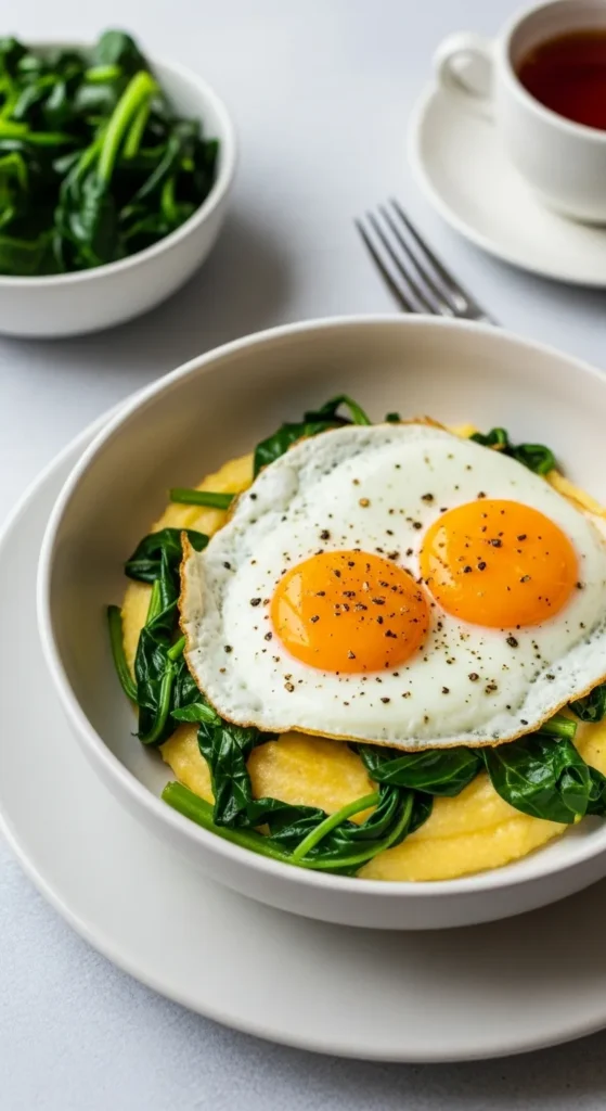 Creamy Polenta With Eggs and Greens