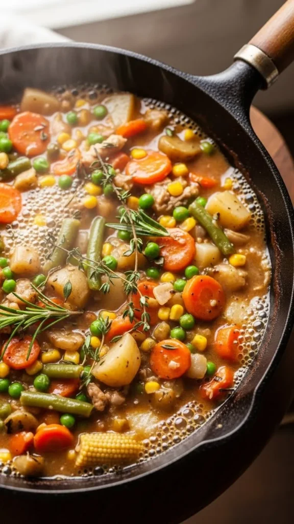 Creamy Vegetable Pot Pie Skillet