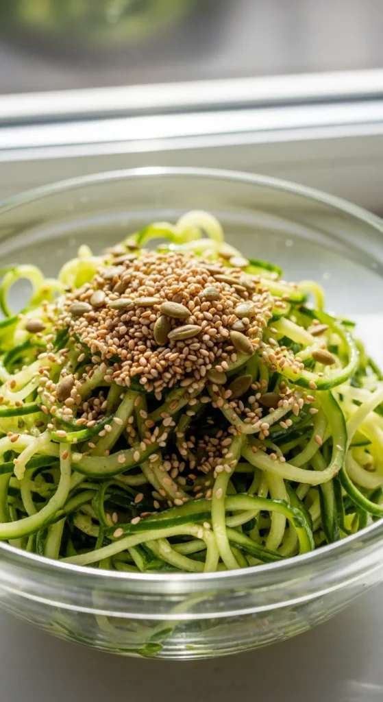 Cucumber Noodle Salad With Crunchy Seeds