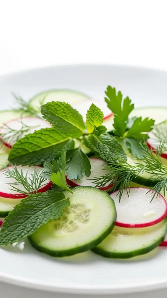 Cucumber Radish Herb Plate