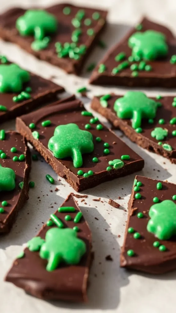 Dark Chocolate Shamrock Bark