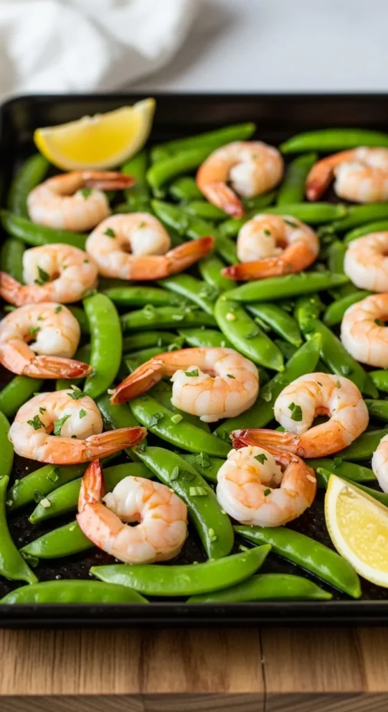Garlic Shrimp with Snap Peas