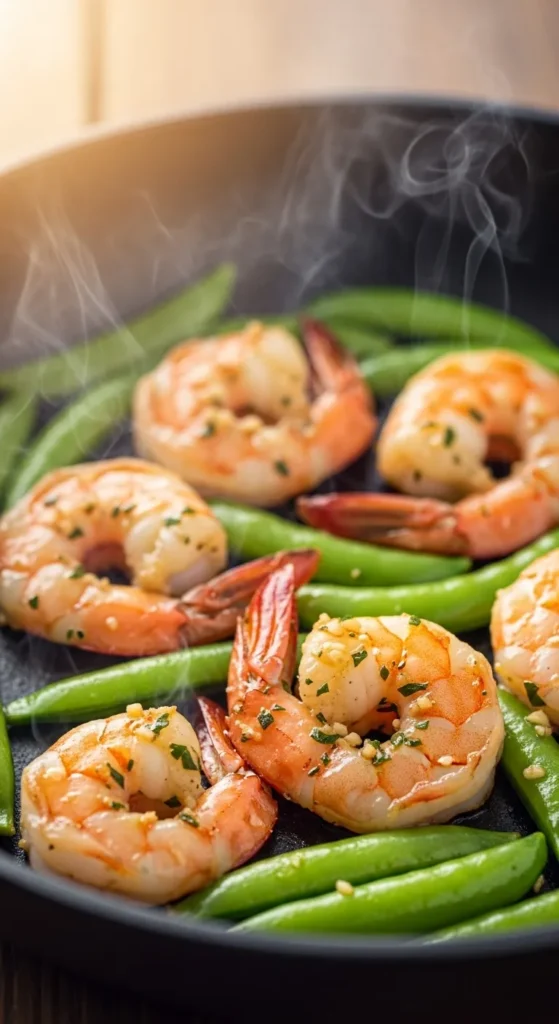 Garlic Shrimp with Snap Peas