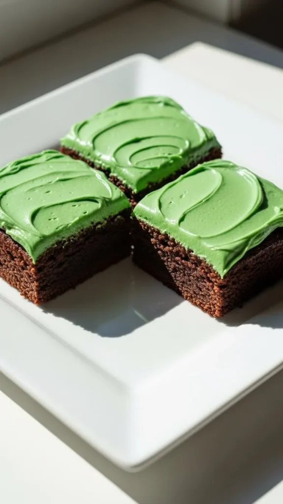Green Frosted Brownies