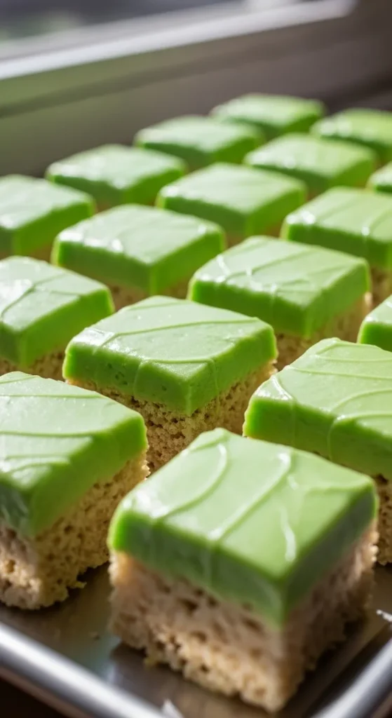 Green Frosted Rice Krispie Treats
