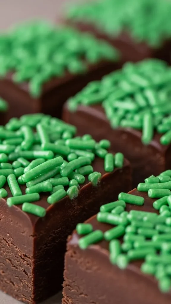 Green Sprinkle Fudge Squares