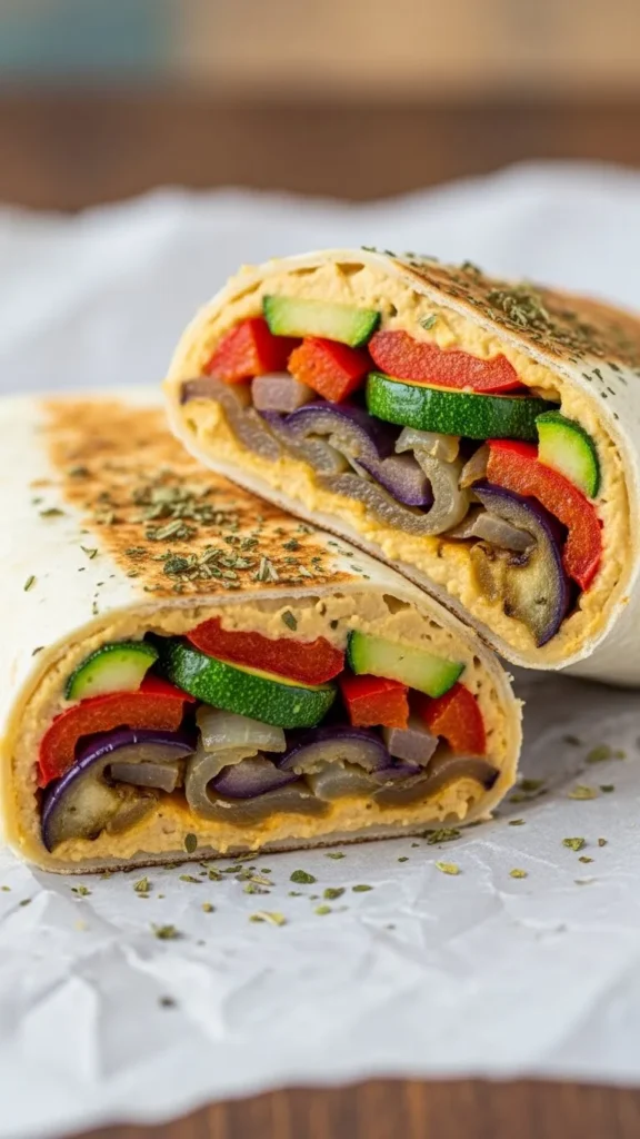 Hummus and Roasted Veg Wrap