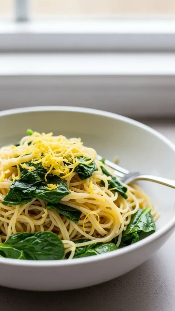 Lemon Garlic Angel Hair with Spinach