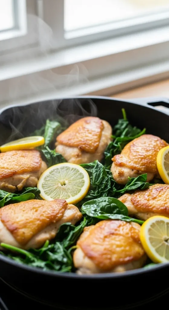Lemon Skillet Chicken with Greens
