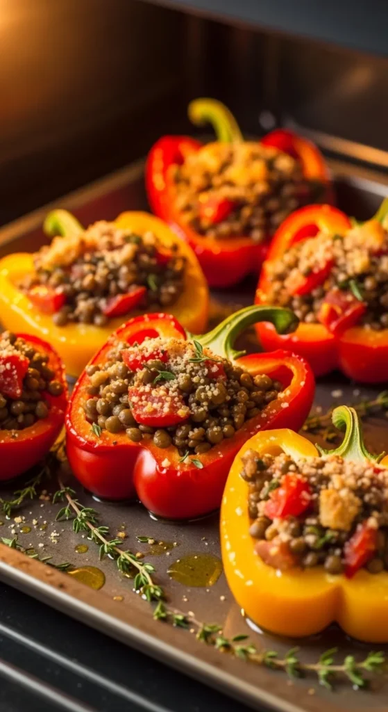 Lentil and Tomato Stuffed Peppers