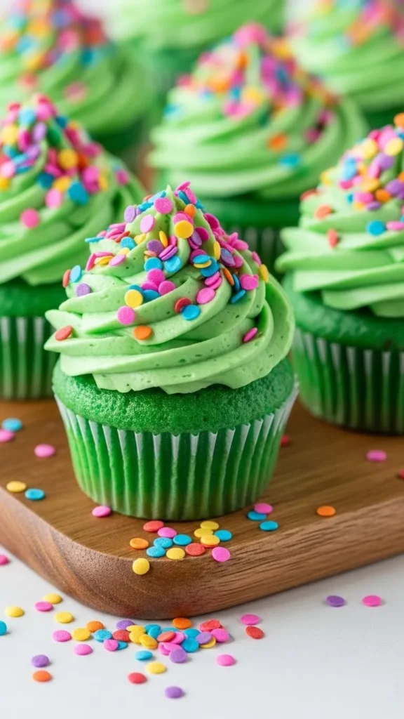 Lucky Green Funfetti Cupcakes
