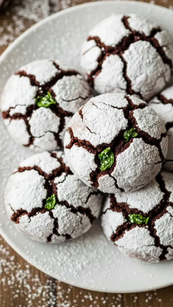 Mint Chocolate Crinkle Cookies