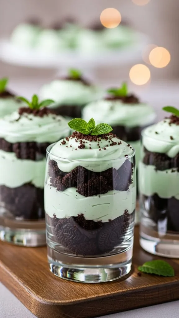 Mint Cookie Crumb Trifles