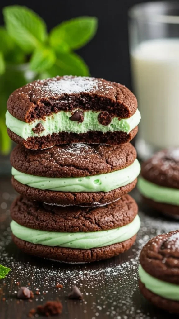 Mint Cream Sandwich Cookies