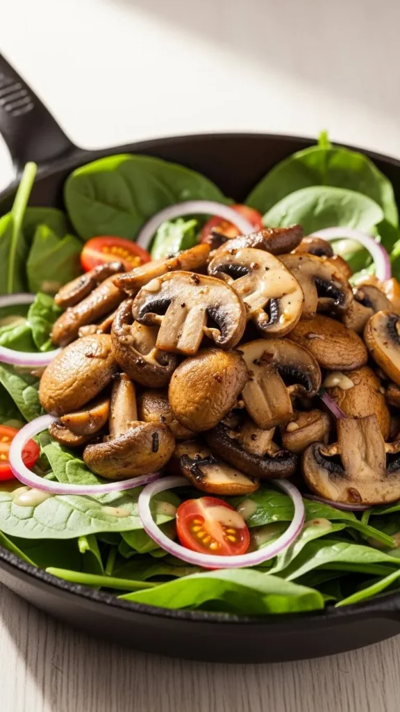 Mushroom Spinach Skillet Salad