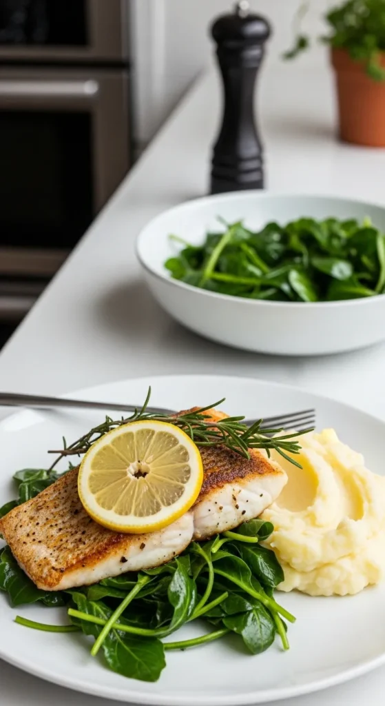 Pan-Seared Fish with Mashed Potatoes