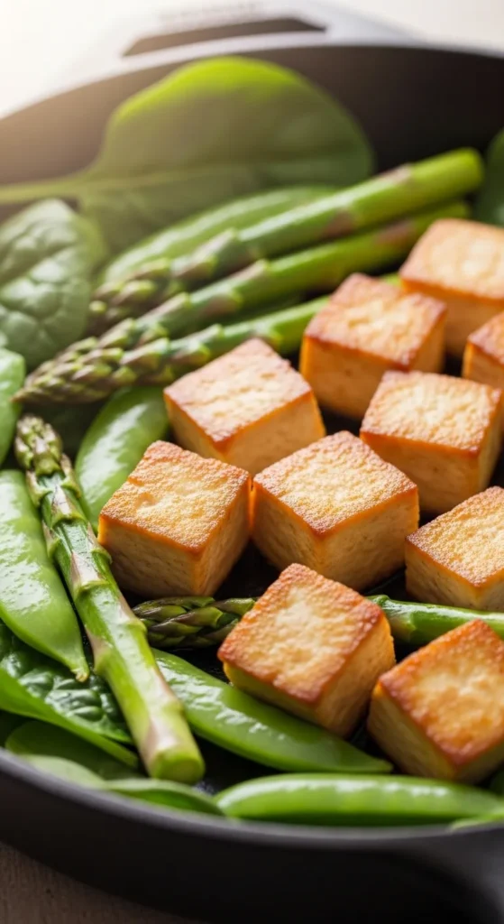 Pan-Seared Tofu with Greens