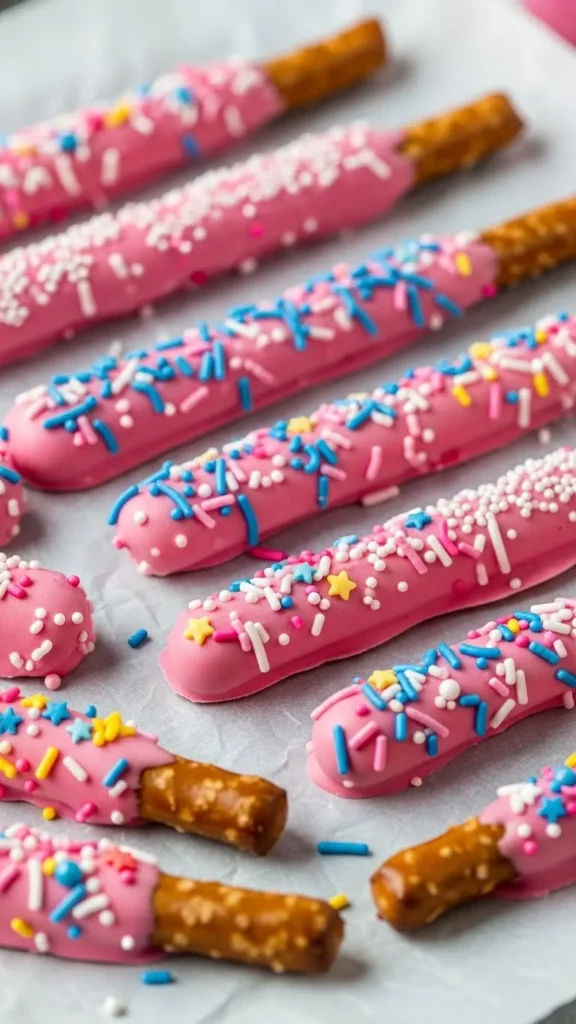 Pink Chocolate Pretzel Rods