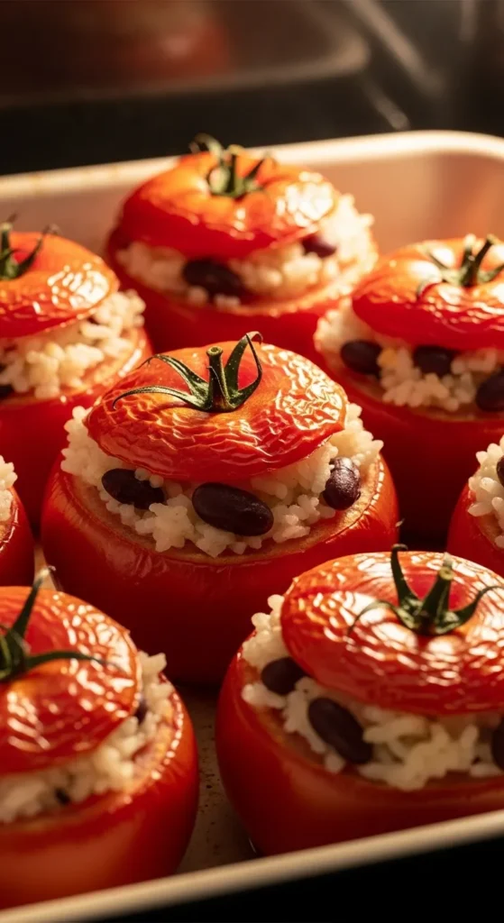 Rice and Bean Stuffed Tomatoes