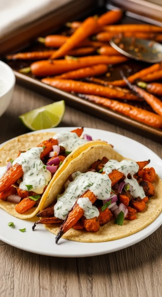 Roasted Carrot Tacos With Herbed Sauce