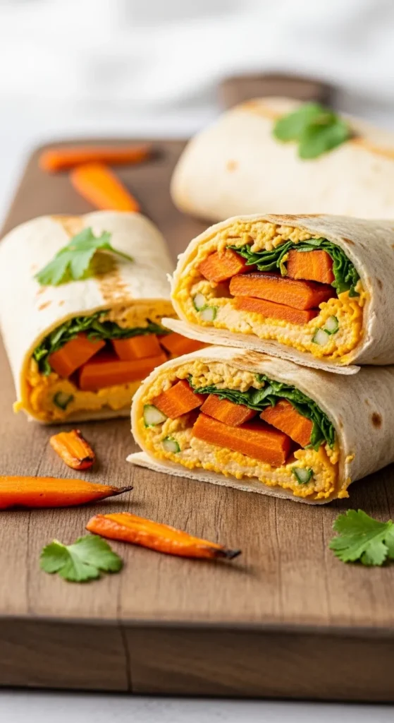 Roasted Carrot and Hummus Wraps