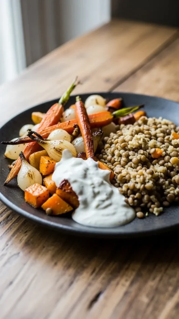 Roasted Vegetable and Lentil Plate