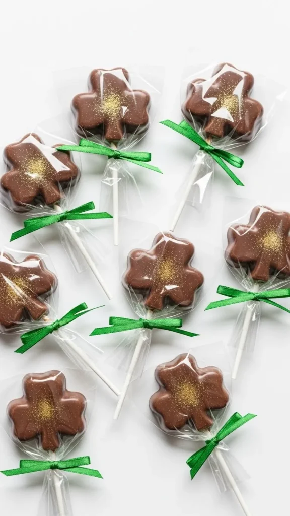 Shamrock Chocolate Lollipops