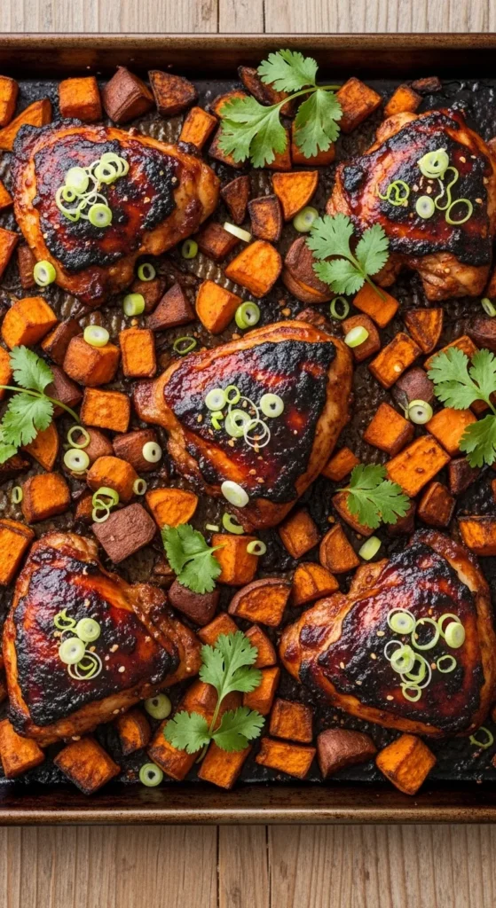 Sheet-Pan BBQ Chicken with Sweet Potatoes
