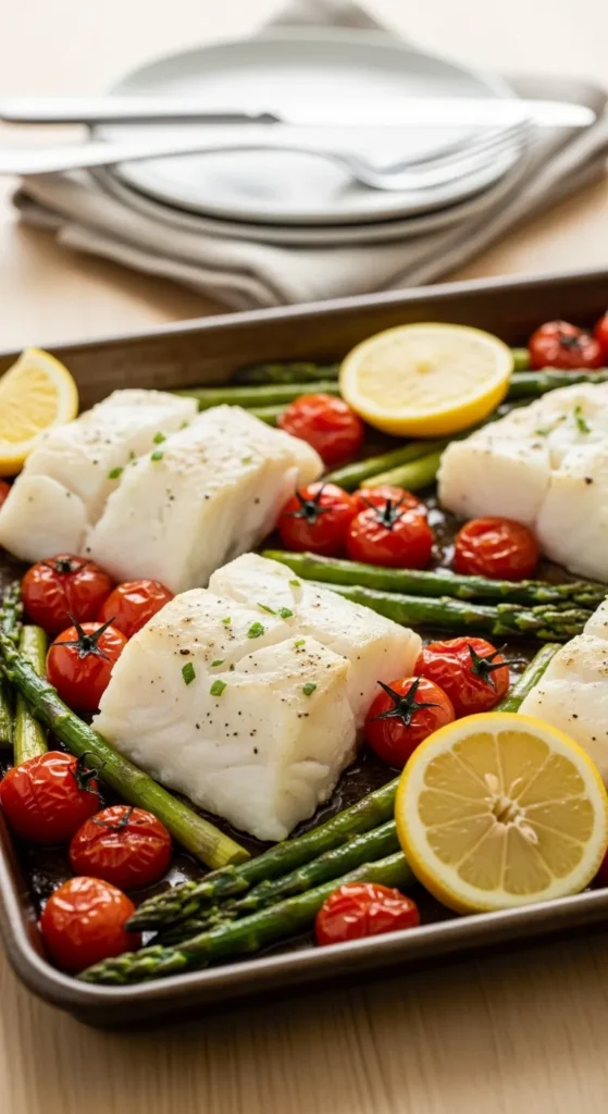 Sheet-Pan Cod with Roasted Tomatoes