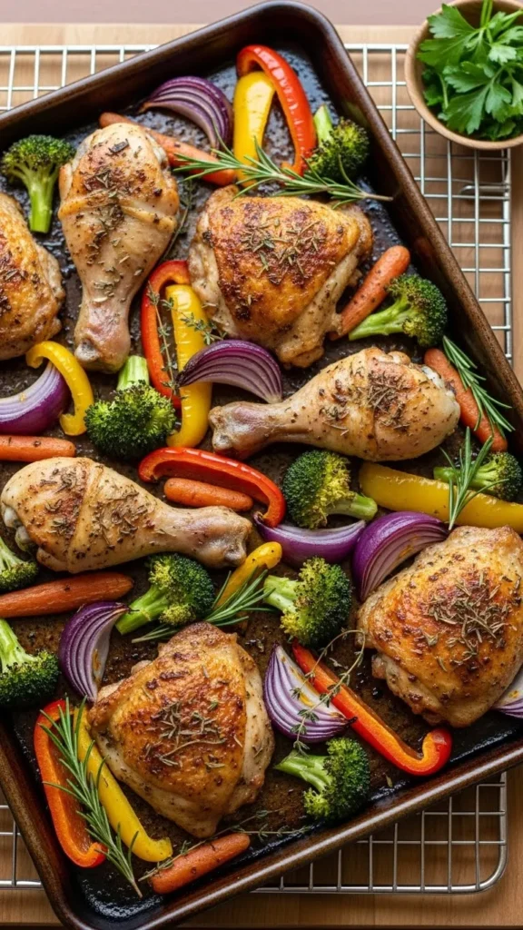 Sheet-Pan Roasted Vegetables and Chicken