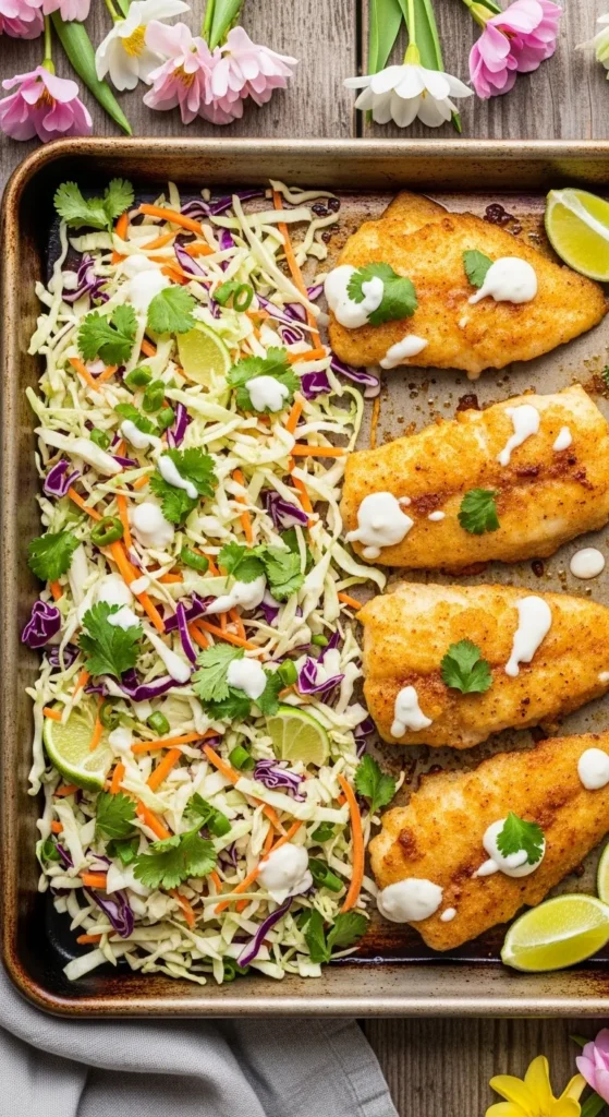 Sheet-Pan Taco Fish with Slaw