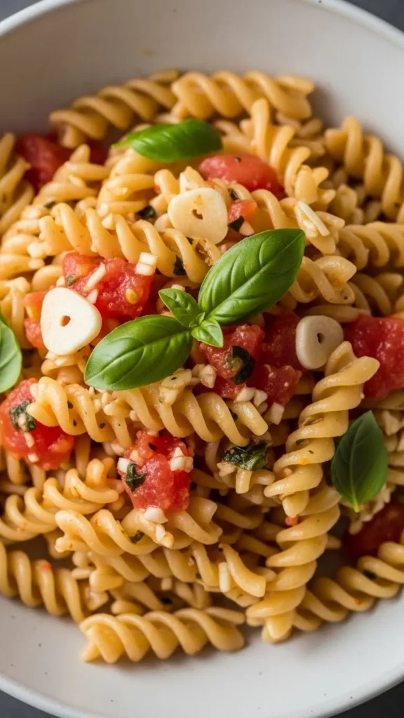 Simple Tomato Garlic Fusilli