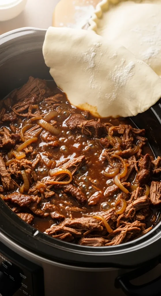 Slow Cooker Beef and Onion Pie Filling