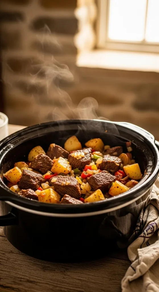 Slow Cooker Beef and Potato Hash