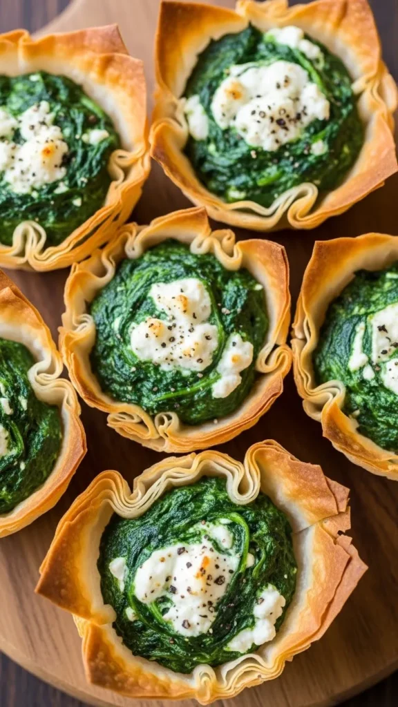 Spinach Feta Phyllo Cups