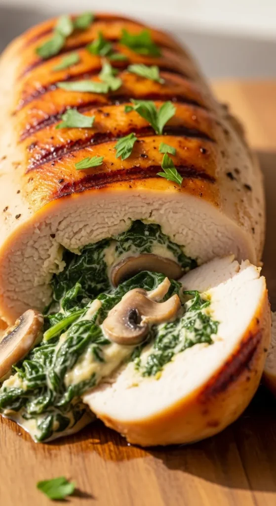 Spinach and Mushroom Stuffed Chicken