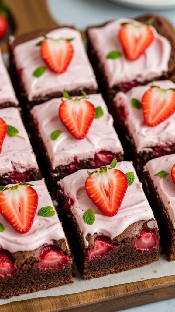 Strawberry Brownie Squares
