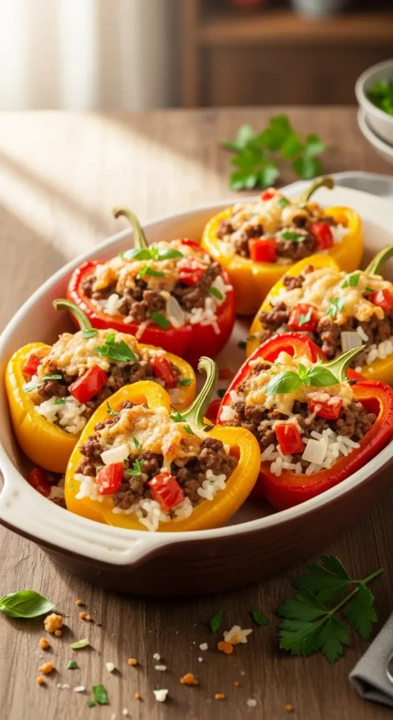 Stuffed Peppers with Beef and Rice