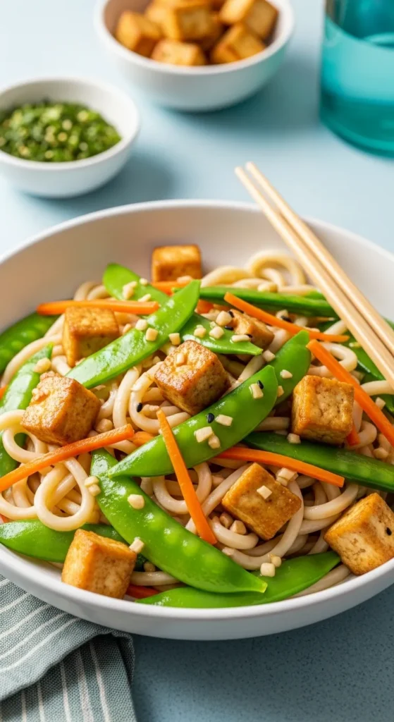 Tofu and Snap Pea Noodle Bowl