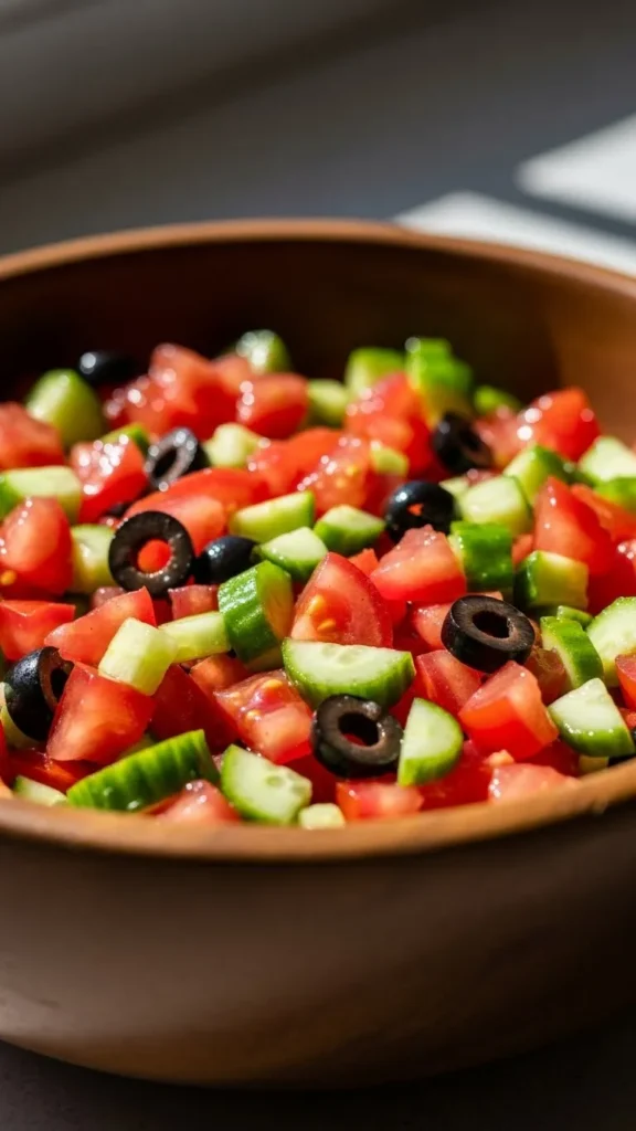Tomato Cucumber Olive Chop