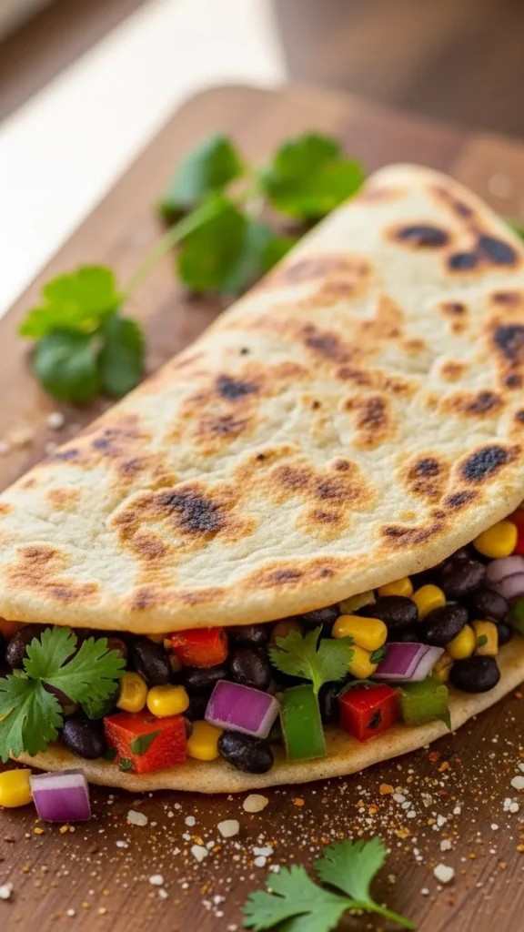 Vegetable and Bean Stuffed Flatbread