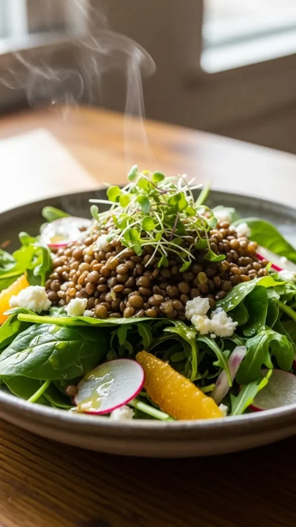 Warm Lentil Spring Greens