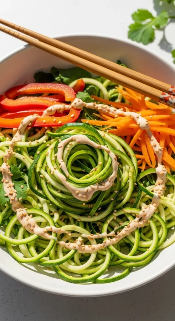 Zucchini Noodle Bowl With Sesame Drizzle