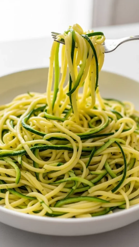 Zucchini Ribbon Pasta with Olive Oil Sauce
