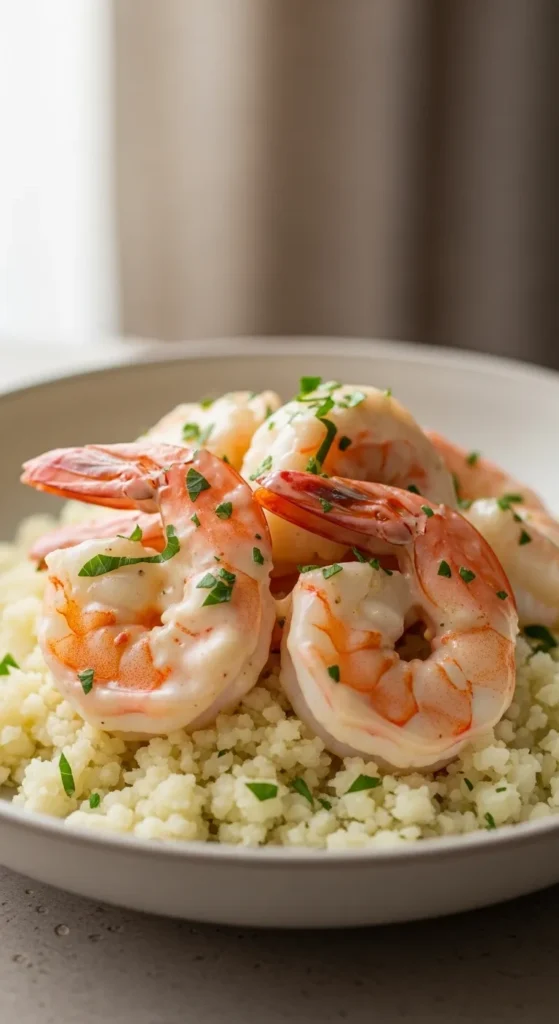 Creamy Garlic Shrimp with Cauliflower Rice