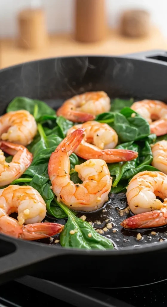 Garlic Butter Shrimp and Spinach