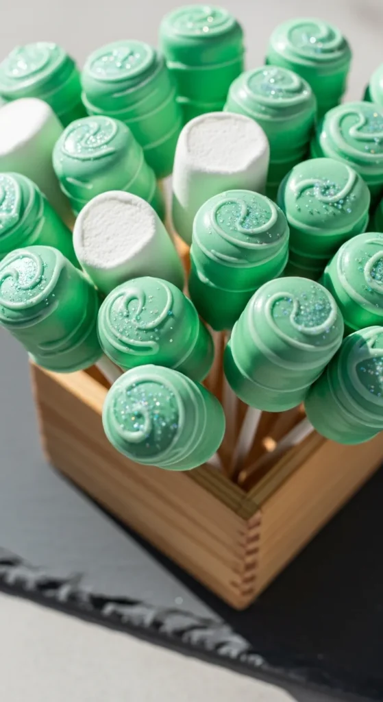 Green Dipped Marshmallow Sticks